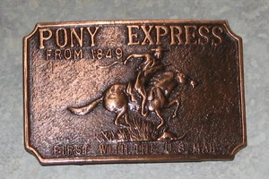 PONY EXPRESS FROM 1849 FIRST WITH U.S. MAIL BELT BUCKLE - Picture 1 of 2