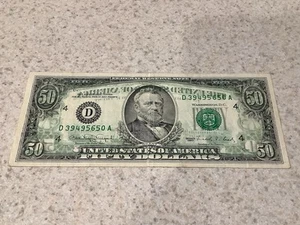 1990 $50 Dollar ~ERROR~WET INK TRANSFER~ Federal Reserve Note - Bild 1 von 6