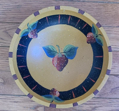 Primitives By Kathy Presents Jude Judy Johnson Strawberry Bowl 7 3/4" EUC w. Tag - Image 1 of 4