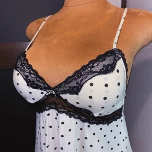 VICTORIA’S SECRET Dainty Lace Lined Polka Dot Babydoll Slip Dress Size Large - Picture 1 of 5