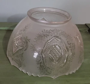 Vintage Embossed Diamond Clear Frosted Glass Light Lamp Shade 3 7/8" Fitter - Picture 1 of 7