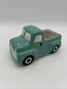 "Camioneta pickup de cerámica para granja soporte de cama abierta maceta esmaltada verde azulado 6"" de largo" - Imagen 1 de 9