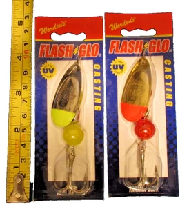 2 New Worden's Yakima Bait Flash Glo 135U (BR & NC) + Extra Siwash Open Eye Hook - Picture 1 of 6