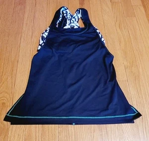 Lululemon Athletica Black White Green Tank Top W/ Built In Sport Bra Womens Sz 4 - Picture 1 of 13