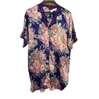 Camisón camisón de colección Solange para mujer talla 14-16 floral satinado encaje S/S botones Foto 1 de 4