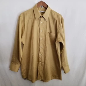 Geoffrey Beene Men’s Dress Shirt L 16 ½ 32/33 Gold Wrinkle Free Sateen - Picture 1 of 9