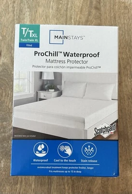 Mainstays ProChill Waterproof Mattress Protector T/TXL White New Sealed - Image 1 of 3