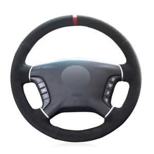 Hand-stitched Black Suede Red Marker Steering Wheel Cover for Mitsubishi Pajero - Picture 1 of 16