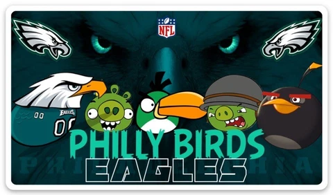 Philadelphia Eagles "PHILLY BIRDS" Angry Birds Meme Logo Type MAGNET Cover