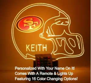 San Francisco 49ers SF Light Up Football LED Sports Fan Lamp Personalized FREE - Picture 1 of 12