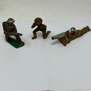 Set of 3 Vintage Toy Lead Soldiers American WWI Infantry Soldier Cast Iron - Picture 1 of 6