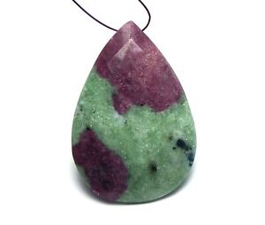 RUBY ZOISITE 47mm Faceted Teardrop Pendant Bead AAA NATURAL /P5
