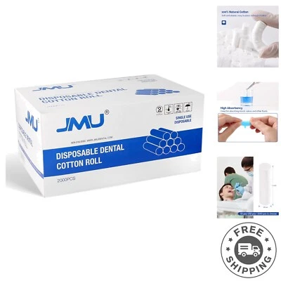 2000 Pcs High Absorbent Dental Cotton Rolls - Non-Sterile, 1.5'' Comfort Fit - Image 1 of 4