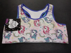 NIÑAS XLARGE 14-16 MUSH PAQUETE DE 2 SUJETADORES DEPORTIVOS UNICORNIO SIN COSTURAS NUEVOS #22437 - Imagen 1 de 2