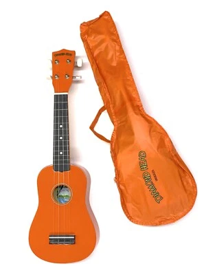 Ukelele soprano naranja con cabeza de diamante con bolsa cuerpo/cuello de arce - DU103 Foto 1 de 4
