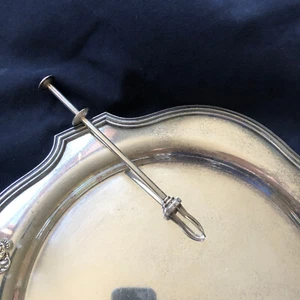 AKSEL HOLMSEN Norway Guilloche Enamel Silverplate Ice Sugar Cube Claw Tongs 8" L - Picture 1 of 8
