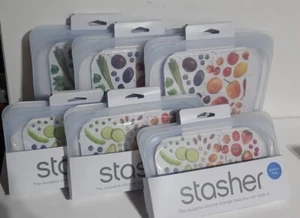 (lot of 6) Stasher Reusable Storage Bags: 3 Sandwich size 3 Snack