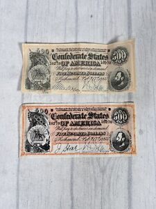 Two 500 Dollars Banknote Facsimile - Confederate States of America