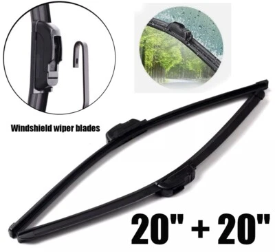 Paquete de 2 escobillas limpiaparabrisas con gancho en J sin soporte sin marco de goma de 20""+ 20"" Foto 1 de 4