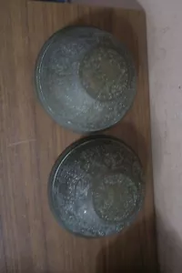 Par de 2 tazones de latón de 5" grabados a mano sirios egipcios islámicos hechos a mano - Imagen 1 de 6