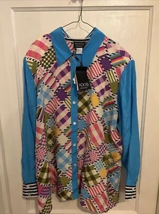 KOOS Of Course Size 2X Long sleeve Shirt With Matching Patchwork 100% Silk NWT - Picture 1 of 8