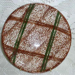 Blue Ridge Southern Potteries Vegetable Bowl Brown Plaid Green Rustic Plaid - Picture 1 of 3