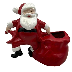 Vintage 80s Dancing Santa Claus Christmas Planter Figurine - Picture 1 of 13