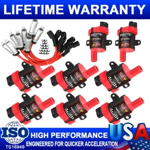 HIGH OUTPUT PERFORMANCE IGNITION COILS 8PACKS & PLUG WIRES FOR GM LQ4 LQ9 LS LS1 - Picture 1 of 12