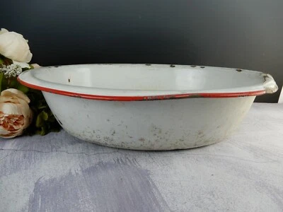 Enamelware Enamel Wash Basin Farmhouse Decor Flower Planter - Image 1 of 4
