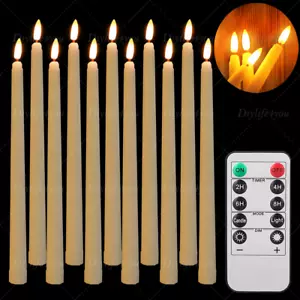 6/12PCS Set Stabkerzen LED Kerzen flackernd mit Timer Fernbedienung Weihnachten - Bild 1 von 32