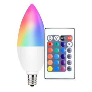 3W RGB E12 Candelabra LED Bulb Color Changing Dimmable  Candle Light Lamp Timer