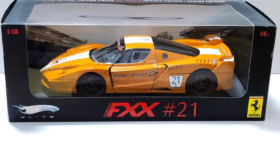 HOT WHEELS ELITE  1:18 AUTO FERRARI FXX #21 M. BAREITHER  ARANCIONE  ART L7114 - Immagine 1 di 1