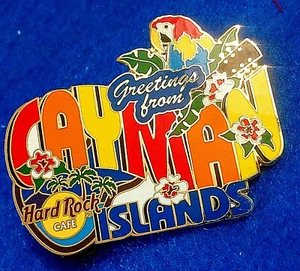 CAYMAN ISLANDS GREETINGS FROM SERIES MACAW PARROT BIRD Hard Rock Cafe PIN LE  - Picture 1 of 1