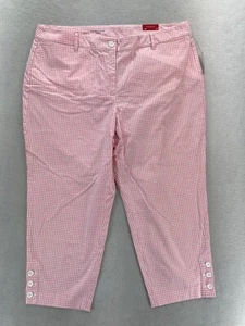 Talbots Perfect Crop Pants Women's 16P Pink White Check Stretch Preppy Casual - Picture 1 of 13