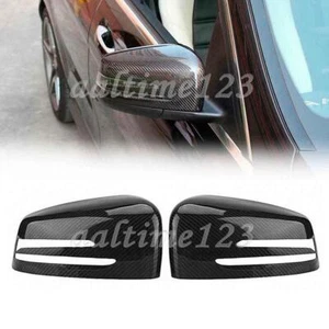2pcs Carbon Fiber Black Mirror Cover Cap For Benz W204 W212 W218 W221 2011-2018 - Picture 1 of 7
