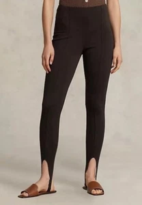 Polo Ralph Lauren Stirrup Stretch Side-Zip Legging Womens Dark Brown Sz M NWT - Picture 1 of 11