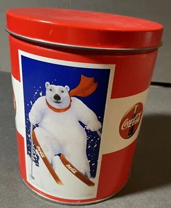 Vintage 1994 Coke Coca Cola Polar Bears Winter Sports Round Tin Empty - Picture 1 of 7