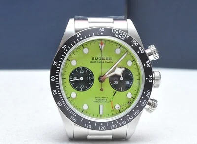 Механические мужские часы Sugess Seagull 41 мм зеленый циферблат пилот браслет сапфир - Изображение 1 из 4