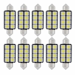 10 Stk Auto PKW 42mm 5050 8 SMD LED Soffitte Weiß 12V 4W Innenraumbeleuchtung