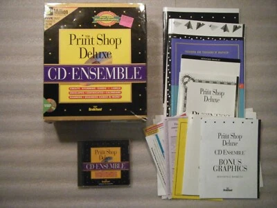 Print Shop Deluxe PC CD Ensemble Broderbund 1994 1995 Windows 3 CD-ROM - Image 1 of 4