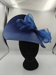 Fascinador de paja grande azul marino sombrerería burlesque diadema boda sombrero arco - Imagen 1 de 3