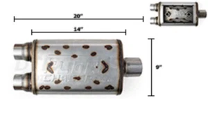 FLOW CHASER 925422 STAINLESS STEEL MUFFLER 2.5" IN/OUT C/D 14" BODY REVERSIBLE - Picture 1 of 1