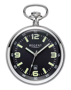 Regent P-742 Pilot Quartz Stainless Steel Pocket Watch with Chain - Strong - Picture 1 of 4