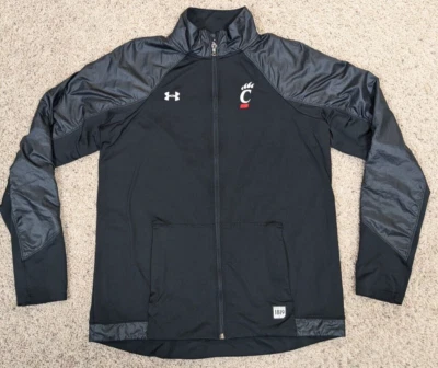 Chaqueta cortavientos Cincinnati Bearcats para hombre mediana negra Under Armour bolsillos Foto 1 de 4