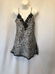 Victoria Secret Silk Nightie Womens Medium Animal Print Sheer Lace Negligee - Picture 1 of 11