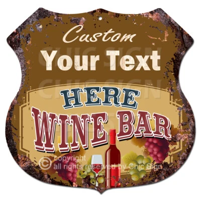 BP-0748 CUALQUIER NOMBRE Personalizado Vino Bebida Bar Metal Letrero Decoración Idea de Regalo Foto 1 de 2
