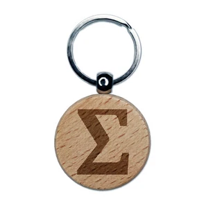 Zusammenfassung Sigma Summe Mathematik Symbol Graviert Holz Rund Schlüsselanhänger Anhänger Charm - Bild 1 von 6