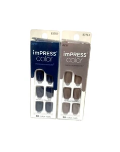 LOTTO DI 2 - Kiss Impress Color Press-On Manicure o Pedicure Totale 60 Unghie - Foto 1 di 2