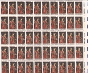 US Stamp - 1968 6c Christmas, Angel Gabriel - 50 Stamp Sheet #1363 - Picture 1 of 1