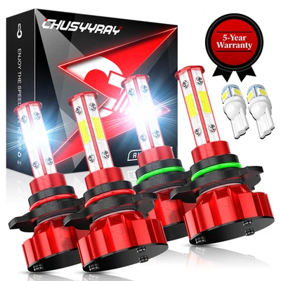 For Chevy C1500 1988-1999 High/Low Beam 4X 6000K LED Headlight Bulbs Combo Kit - Image 1 of 4